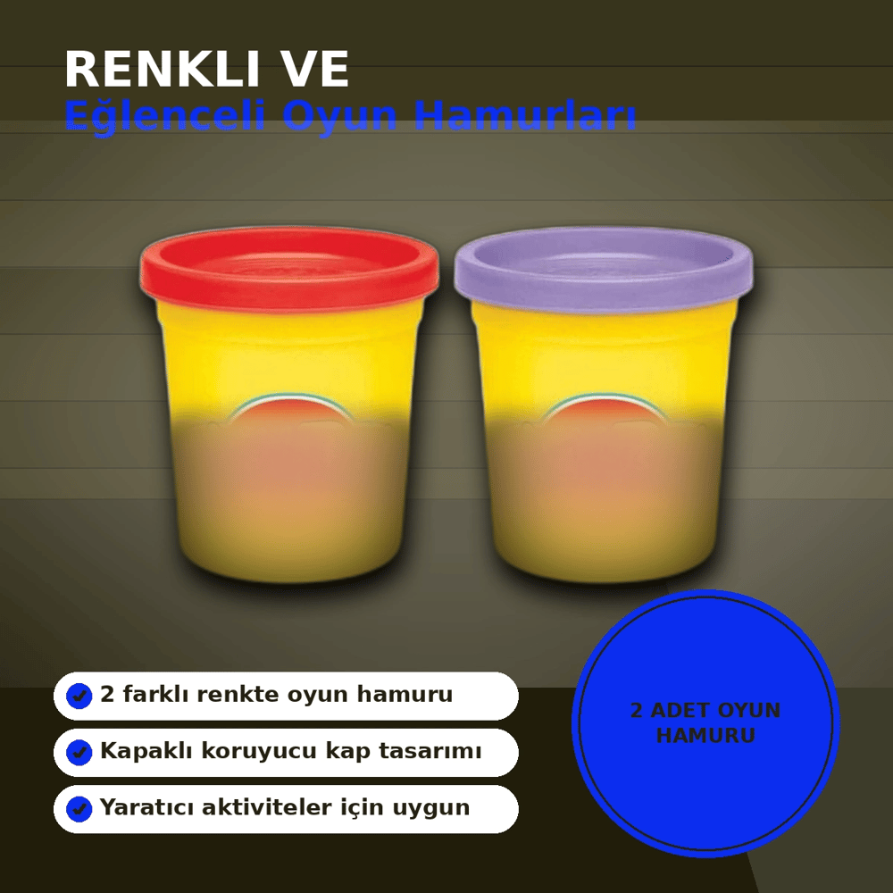 Yaratıcılığı Geliştiren 2'li Oyun Hamuru Seti - Rastgele Renklerle 1 Paket