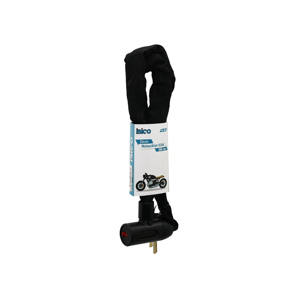 Zincirli Anahtarlı  Motor - Bisiklet Kilit Bez Kılıflı Aç-kapa Kilit Kapak 100cm Bx40