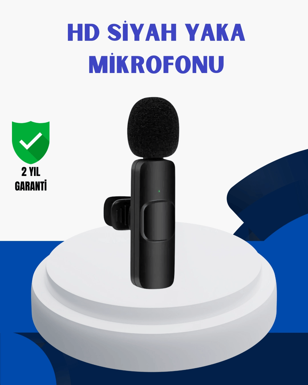iPhone İçin Çift Mikrofonlu Telsiz Yaka Mikrofonu 360 Derece HD Ses