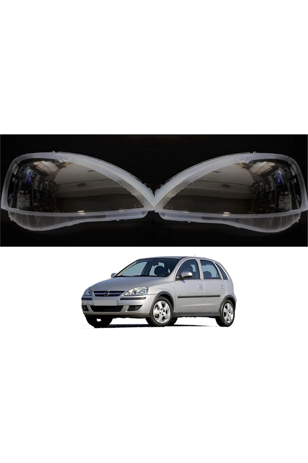 Opel Corsa C Kasa 2001-2006 Uyumlu Sağ ve Sol Takım Far Camı