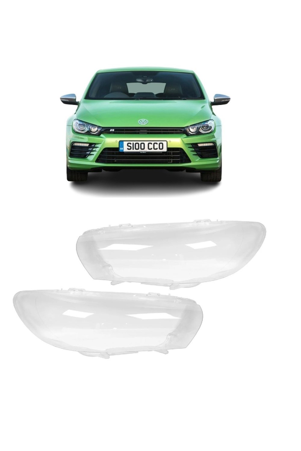 Volkswagen Vw Scirocco 2014-2017 Uyumlu Halojen Sağ + Sol Far Camı Takım 2 Ad 1K8941005Q 1K8941006Q