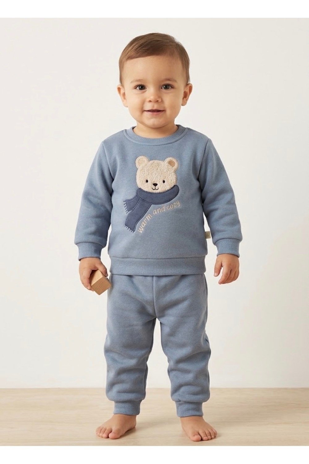 Erkek Bebek 3iplik Şardonlu Takım-bir beden büyük alınız