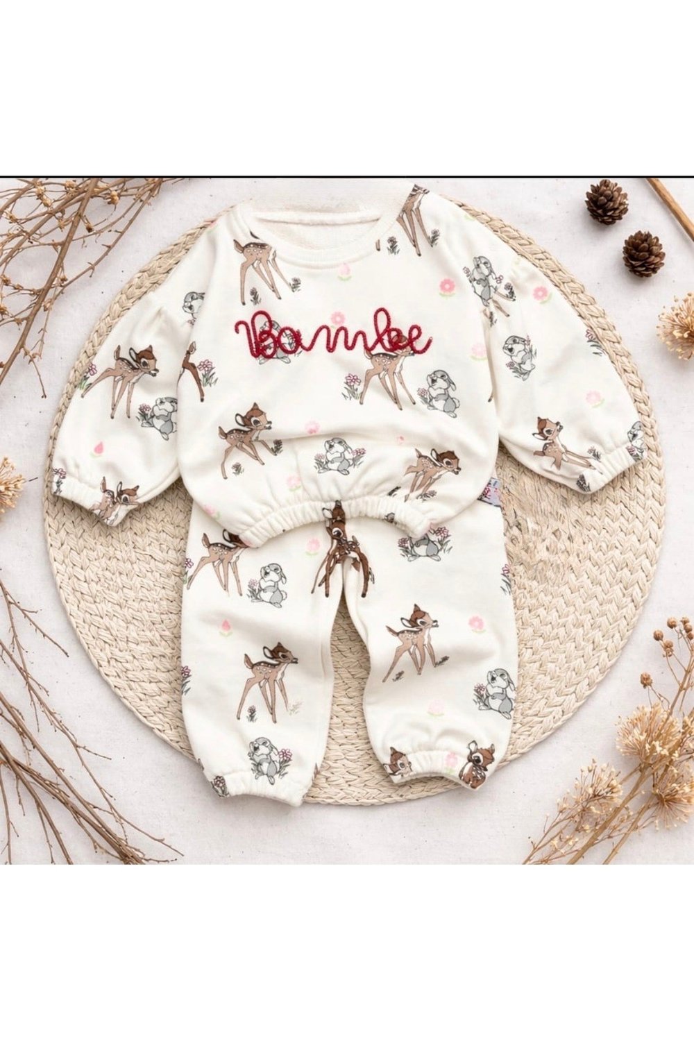 Kız Bebek Bambie İşlemeli Şardonlu Takım