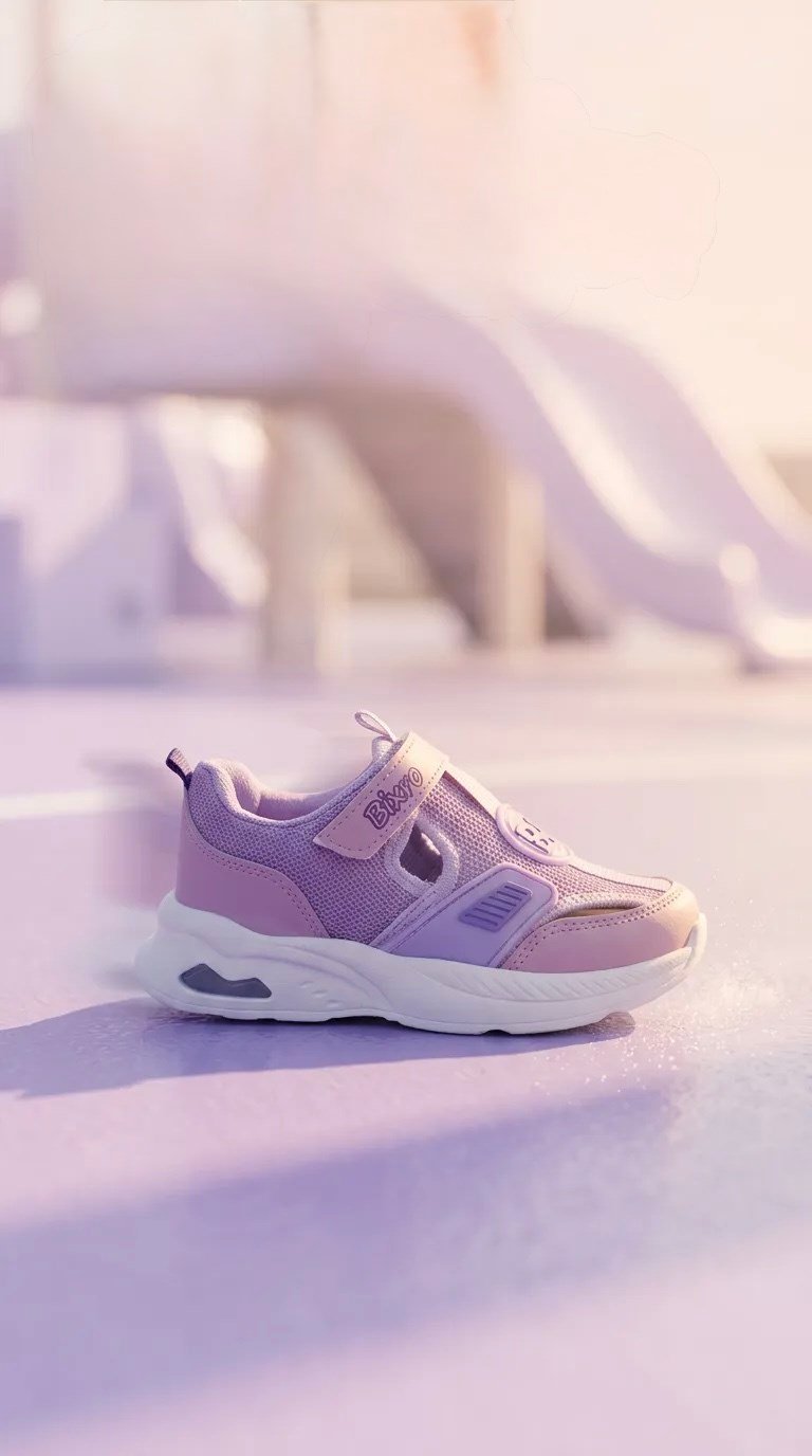 Kız Çocuk Işıklı Spor Sandalet Pencere Detay-Lila