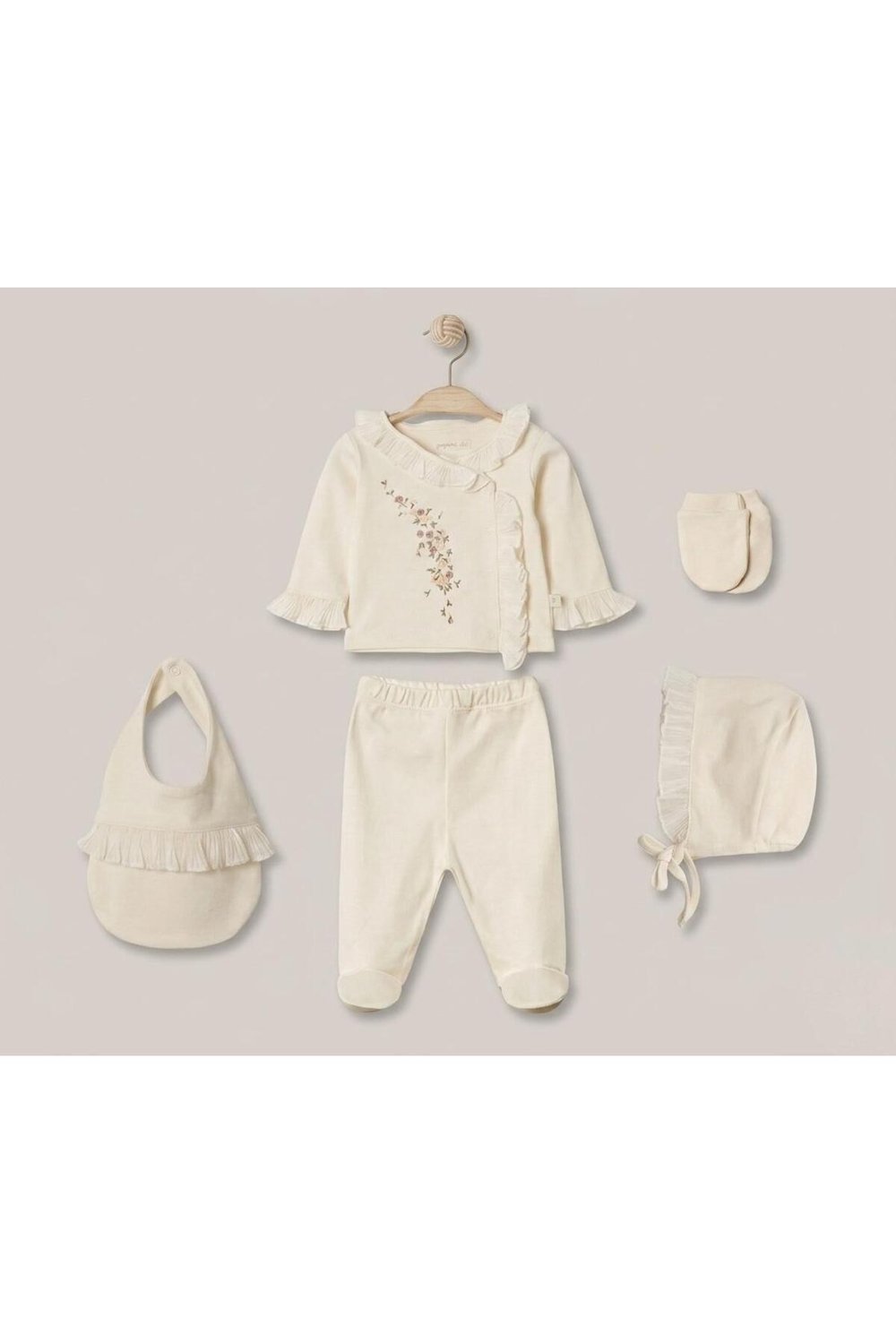 Kız Pliseli Krem 5li Hastane Çıkışı Set