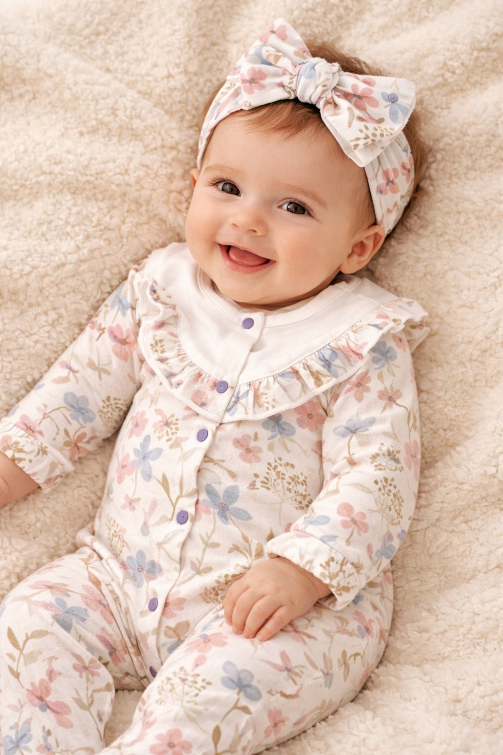Roba Fırfırlı Çiçekli 2li Kız Bebek Tulum Set