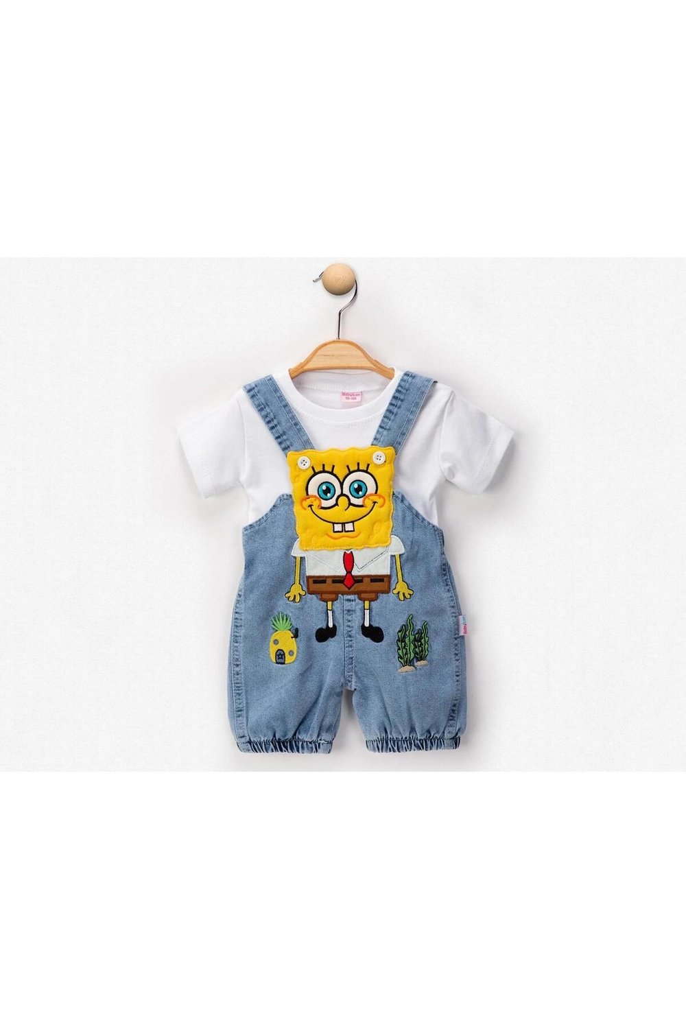 Sponge Bob Nakışlı Erkek Bebe Salopet Takım