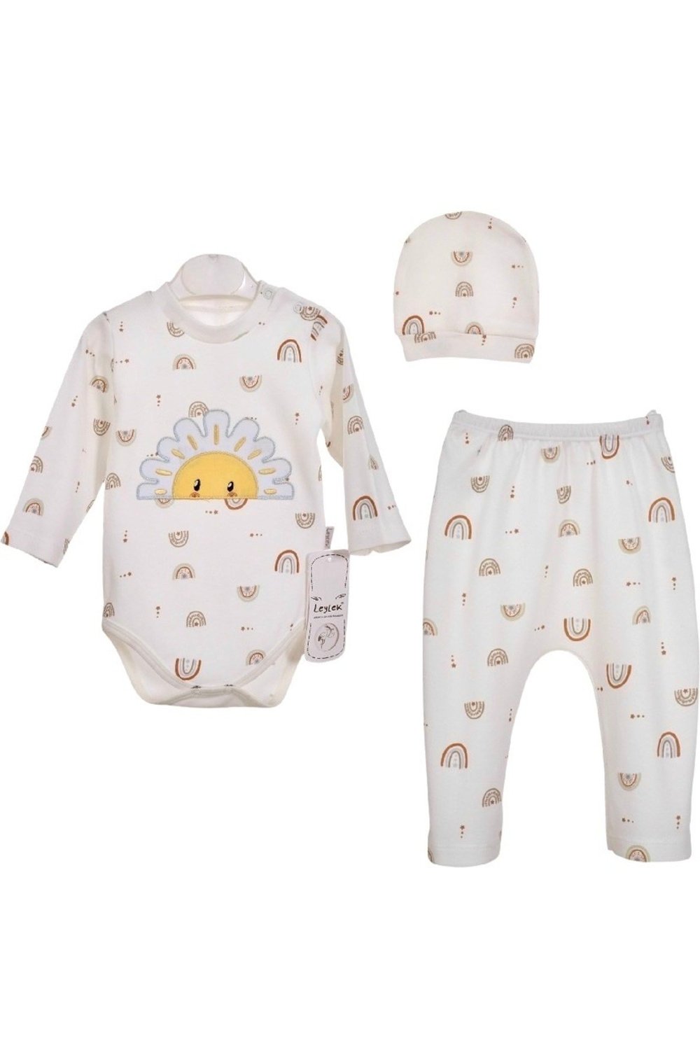 Unisex Gökkuşaklı 3lü Naturel Body Takım
