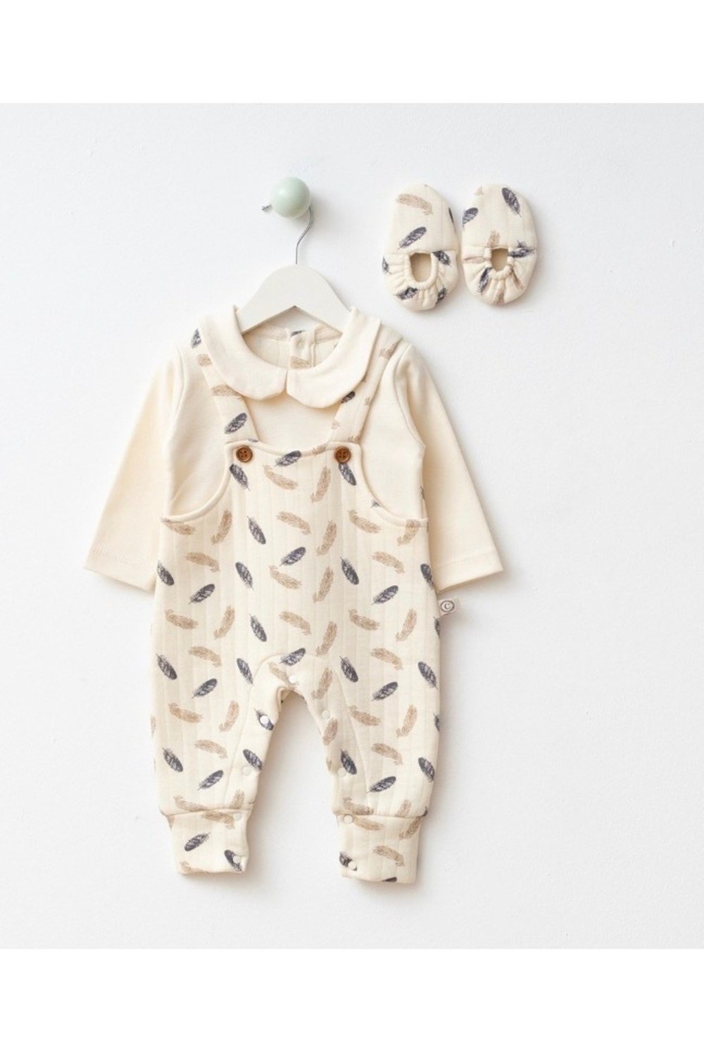 Unisex Lacivert Gri Tüy Desen Patikli Salopet 2li Takım