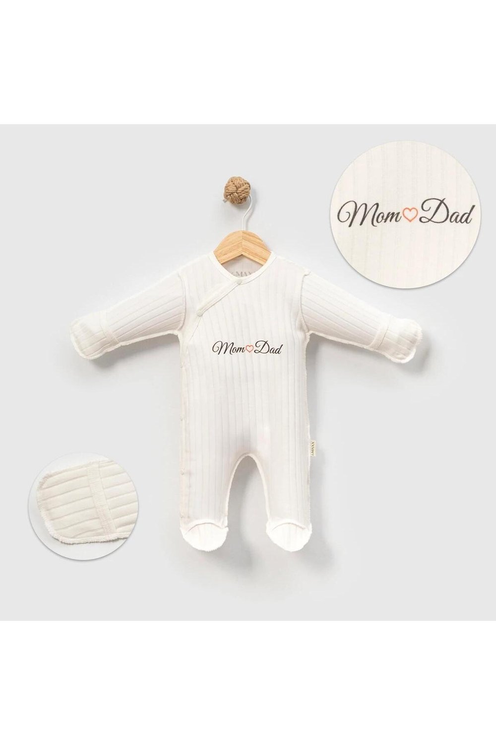 Unisex Mom&Dad Ters Dikiş Raporlu Eldiven Detaylı Tulum