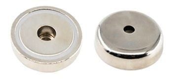 25 mm Neodyum Düz Delikli Pot Mıknatıs - Vidalanabilir Pot-b Mıknatıs
