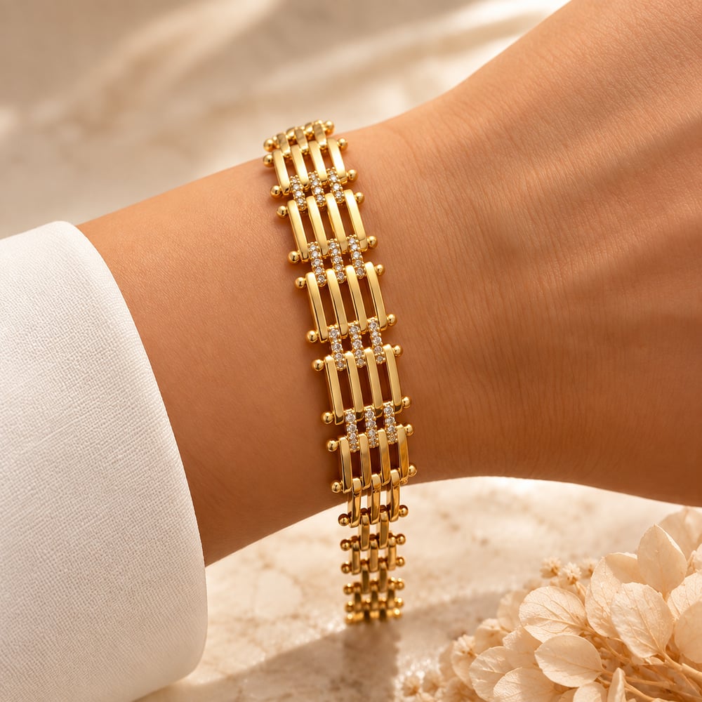 Kaburga Desen Gold Bileklik