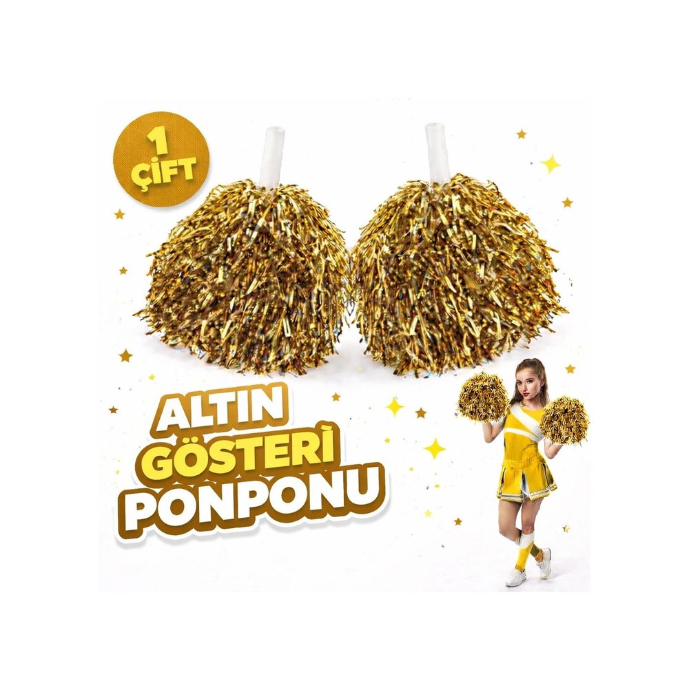 1 Çift 2 Adet Altın Renk 23 Nisan 19 Mayıs 29 Ekim Okul Gösteri Ponponları 97527379