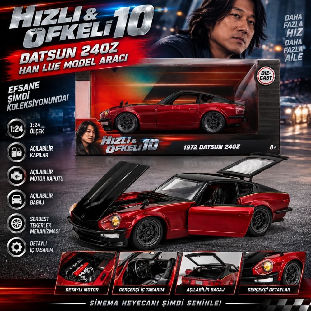10 Datsun 240z Han Lue Model Aracı Çok Renkli