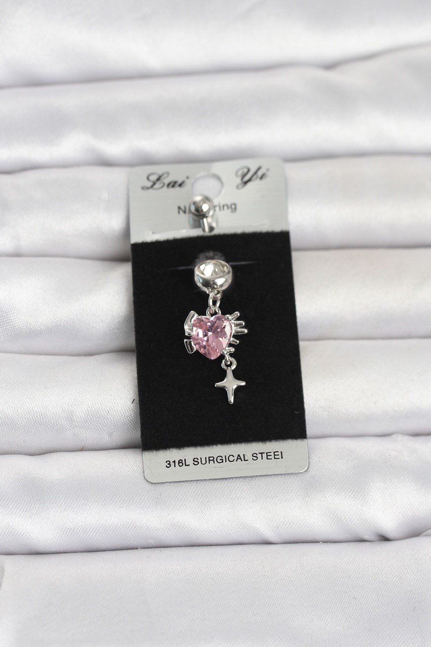 316l Cerrahi Çelik Pembe Zirkon Taşlı Model Göbek Piercing Çok Renkli 79416738