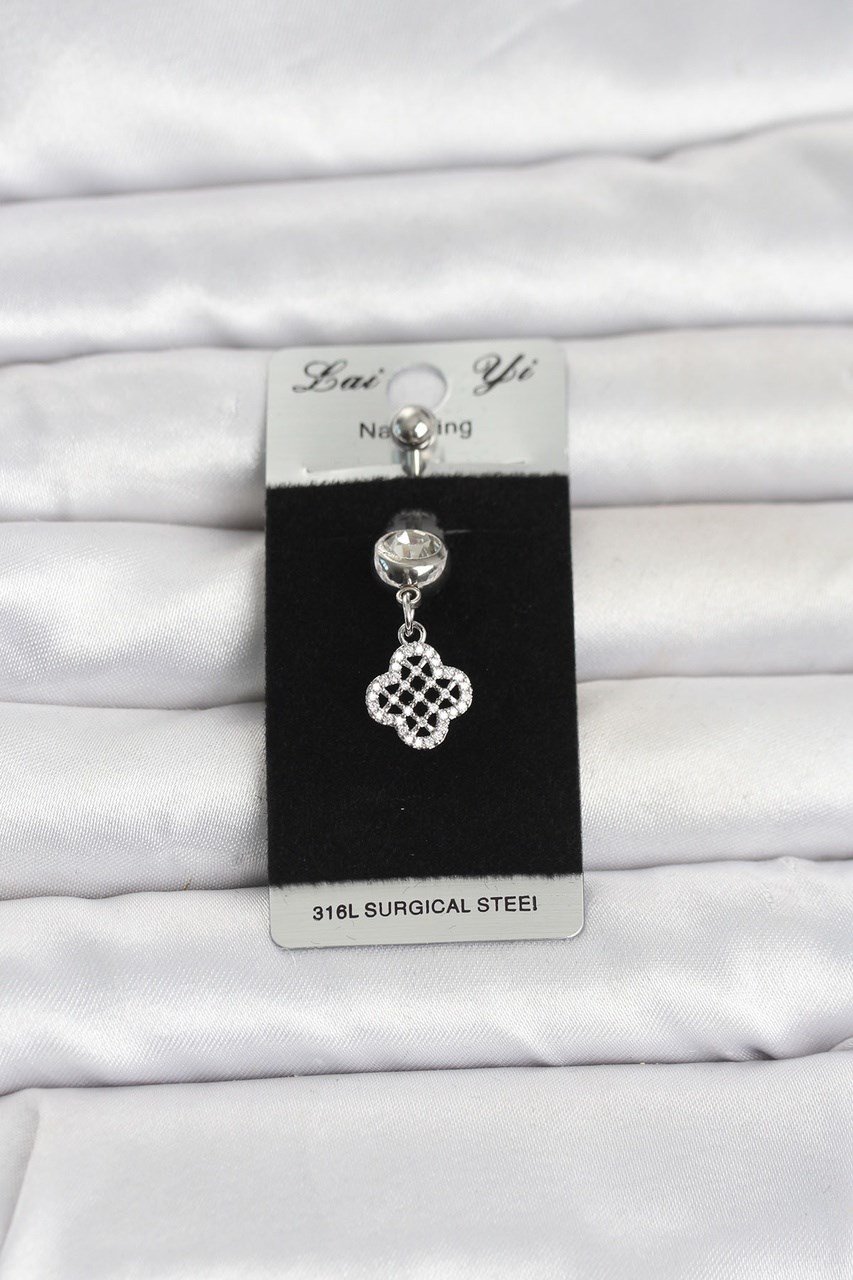 316l Cerrahi Çelik Zirkon Taşlı Sallantılı Yonca Model Göbek Piercing Çok Renkli 33601255