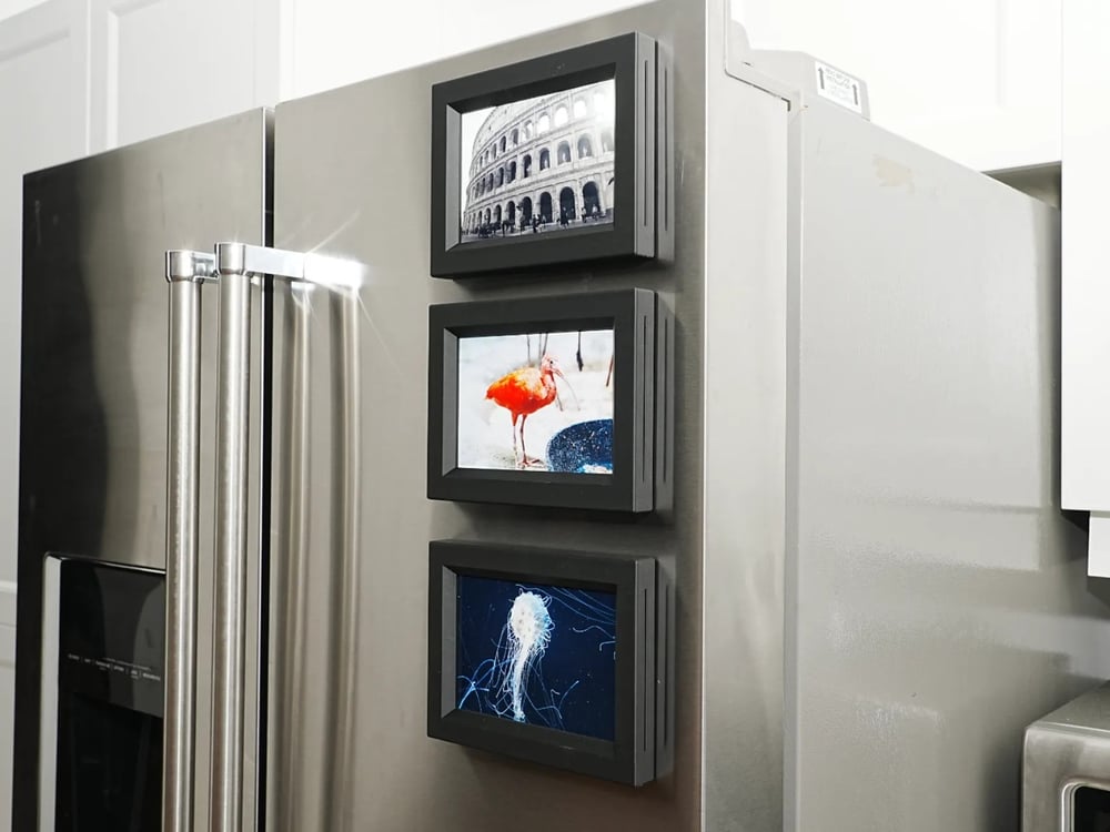 3d Baskı 3lü Magnet Fotoğraf Çerçevesi Seti - Buzdolabı İçin Mini Manyetik Resim Çerçevesi, Dekoratif Magnet-siyah