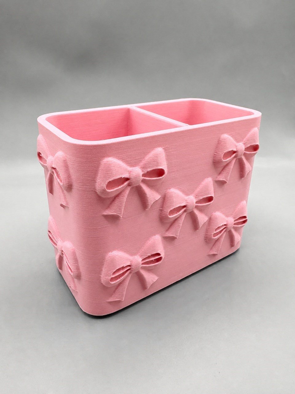3d Baskı Fiyonk Desenli Bölmeli Kalemlik - Masaüstü Organizer - Pembe Çok Renkli