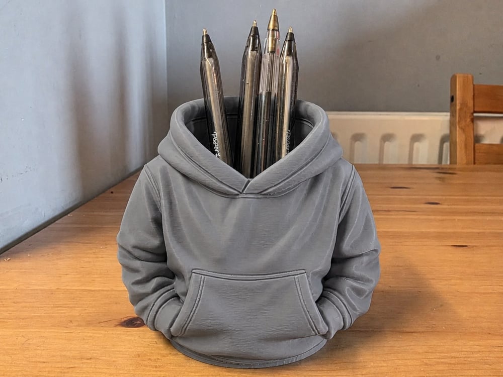 3d Baskı Kapüşonlu Sweatshirt Kalemlik - Masaüstü Organizer-gri Çok Renkli