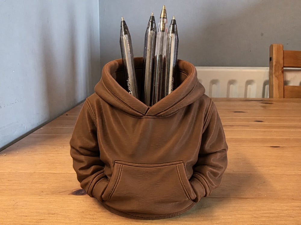 3d Baskı Kapüşonlu Sweatshirt Kalemlik - Masaüstü Organizer-kahverengi Çok Renkli