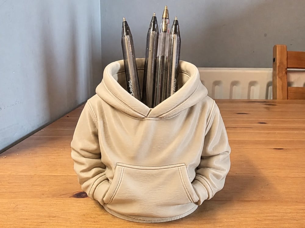 3d Baskı Kapüşonlu Sweatshirt Kalemlik - Masaüstü Organizer-bej Çok Renkli