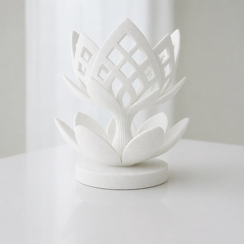 3d Baskı Lotus Çiçeği Mumluk - Dekoratif Tealight Mumluk-beyaz Çok Renkli