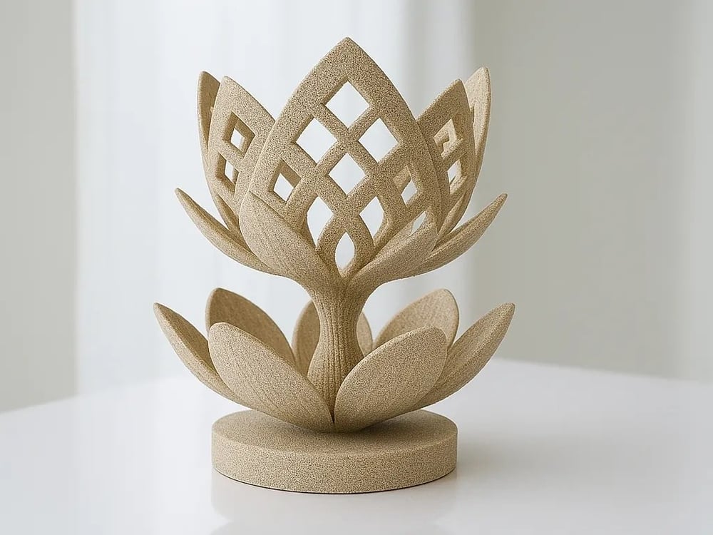 3d Baskı Lotus Çiçeği Mumluk - Dekoratif Tealight Mumluk-bej Çok Renkli
