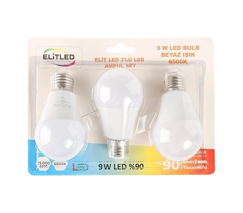 9w 3lü Beyaz Led Ampül