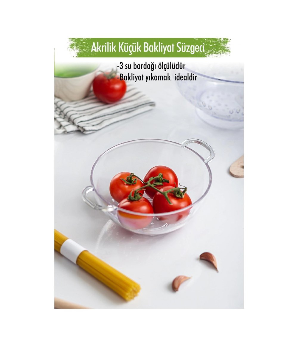 Akrilik Şeffaf Mini Pirinç Süzgeçi & Bakliyat Süzgeçi 3 Su Bardağı Ölçülü Çok Renkli