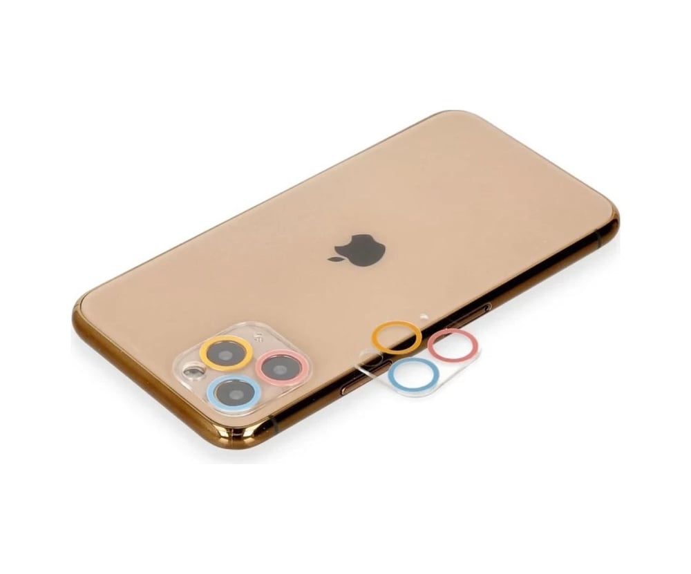 Apple İphone 11 Pro Max Uyumlu Renkli Kamera Lens Koruma Cam - Pembe-mavi