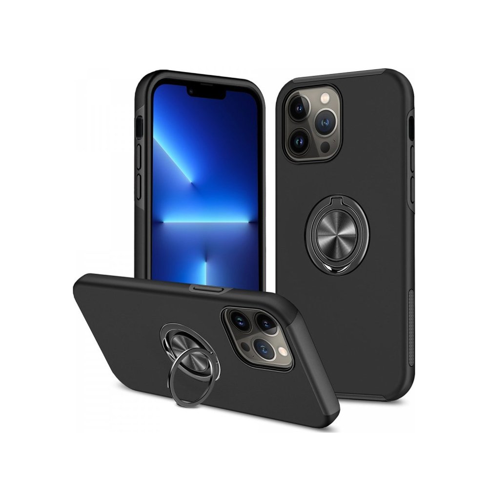 Apple iPhone Uyumlu  13 Pro Max Kılıf Elit Yüzüklü Kapak -  Siyah Belirtilmemiş