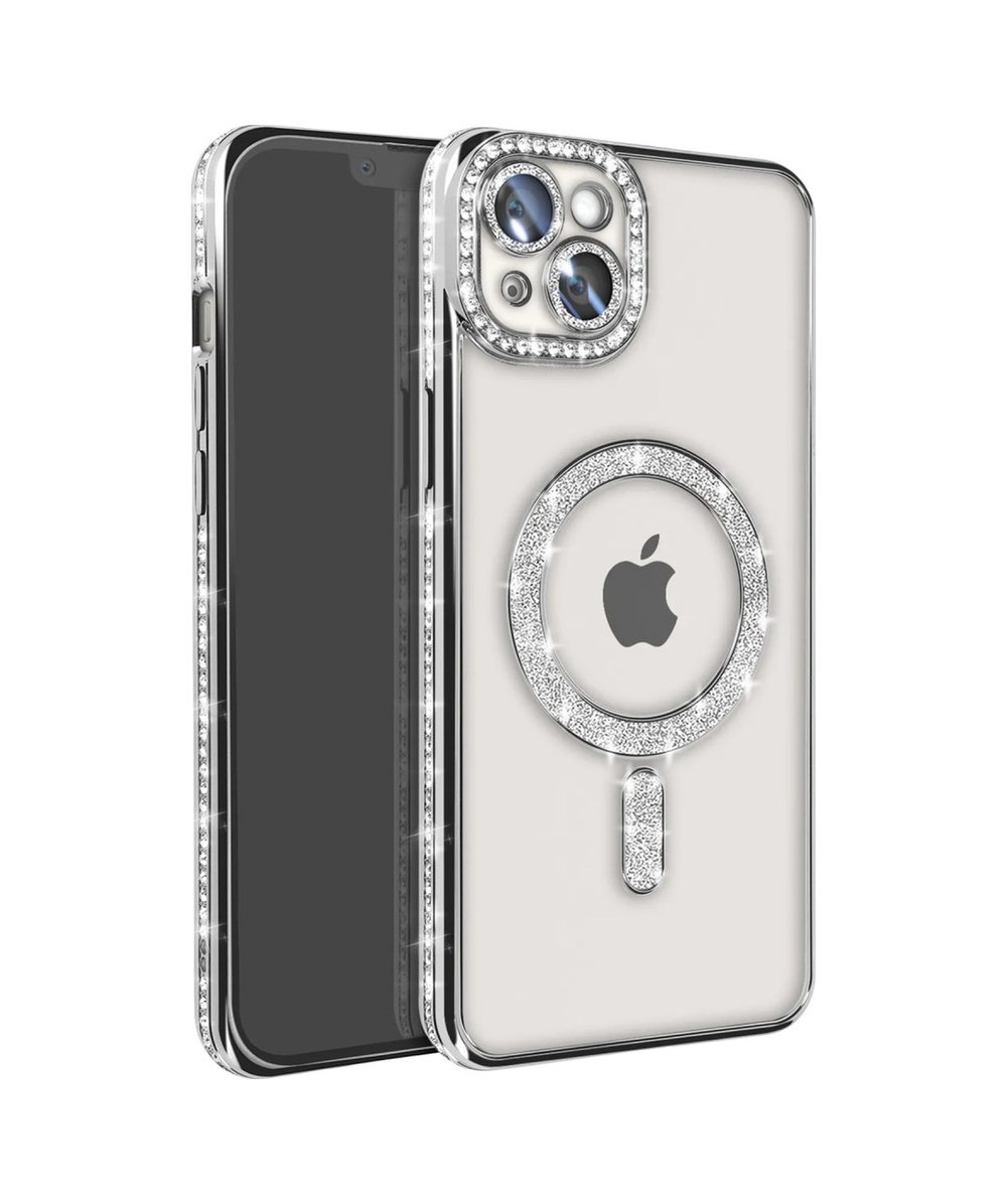 Apple iPhone Uyumlu 14 - Kılıf Joke Simli Magneticsafe - Kılıf - Gümüş Belirtilmemiş