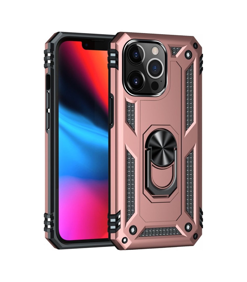 Apple iPhone Uyumlu 14 Pro - Kılıf Sofya Yüzüklü Silikon - Kapak - Rose Belirtilmemiş