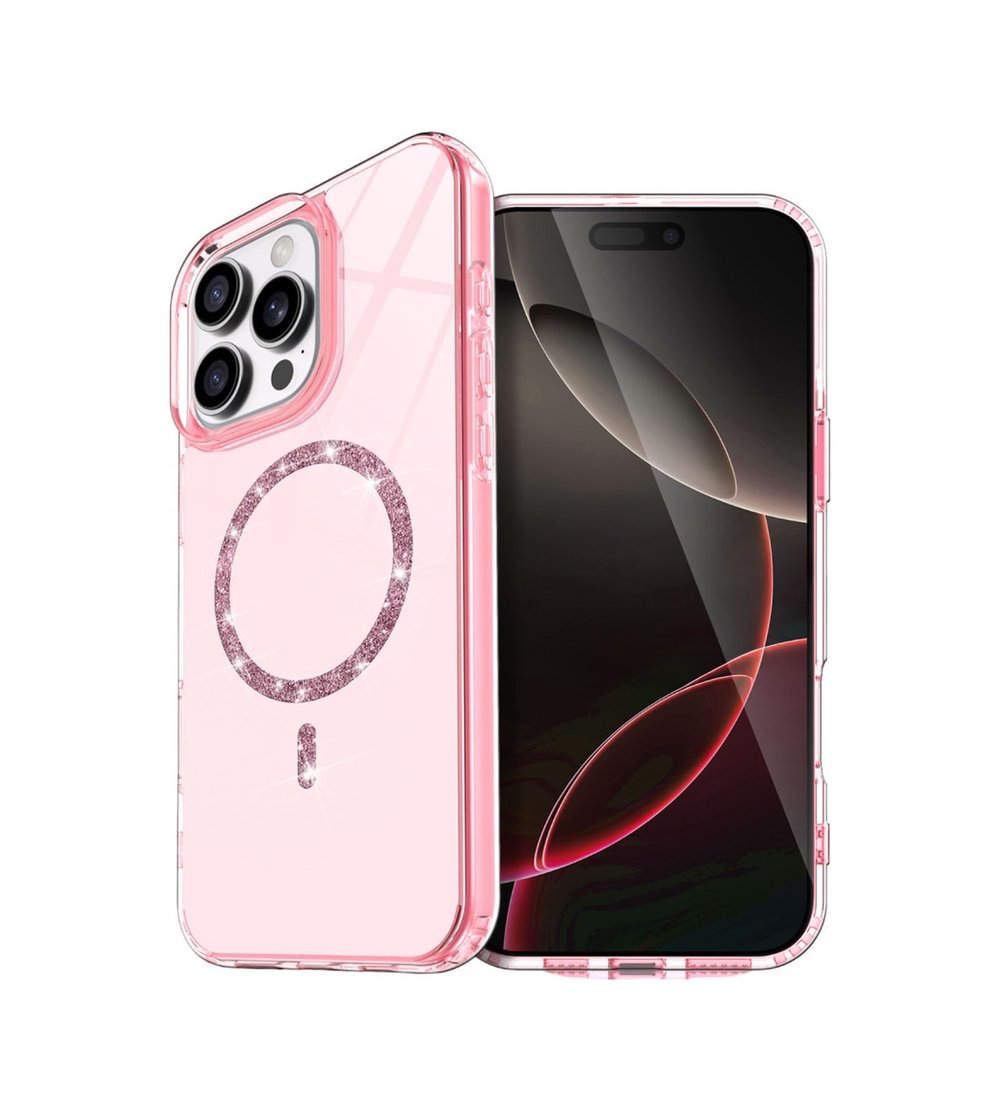 Apple iPhone Uyumlu   14 Pro Max Live Diamond Magsafe Kapak - Pembe Belirtilmemiş