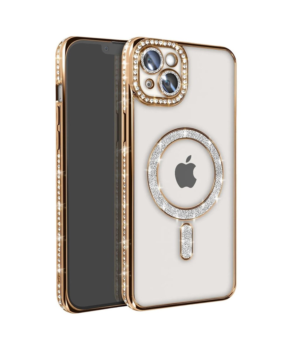 Apple iPhone Uyumlu 15 - Kılıf Joke Simli Magneticsafe - Kılıf - Gold Belirtilmemiş