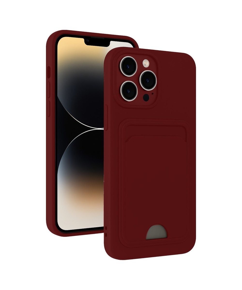 Apple iPhone Uyumlu 15 Pro Max - Kılıf Kelvin Kartvizitli Silikon - Bordo Belirtilmemiş