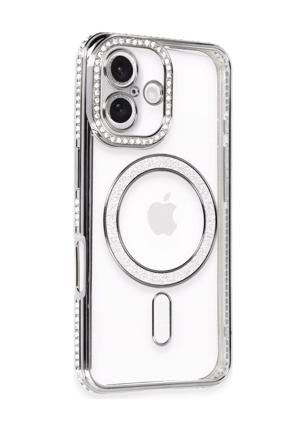 Apple iPhone Uyumlu  16 Kılıf Joke Simli Magneticsafe Kılıf -  Gri Belirtilmemiş