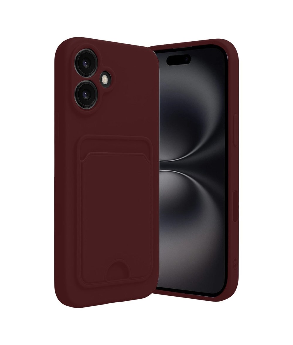 Apple iPhone Uyumlu 16 - Kılıf Kelvin Kartvizitli Silikon - Bordo Belirtilmemiş