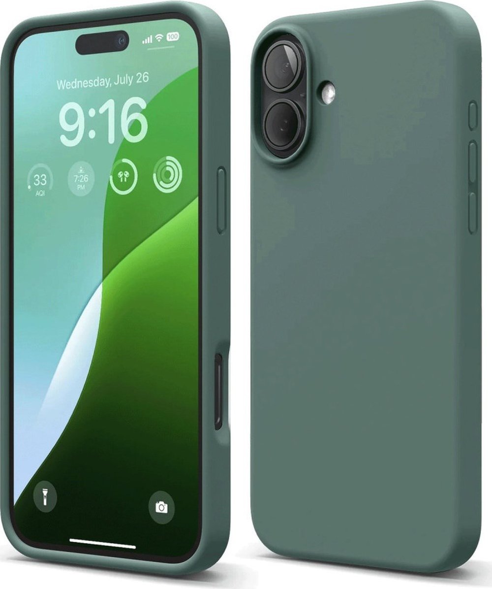 Apple iPhone Uyumlu  16 Plus Kılıf Nano İçi Kadife Silikon -  Koyu Yeşil Belirtilmemiş