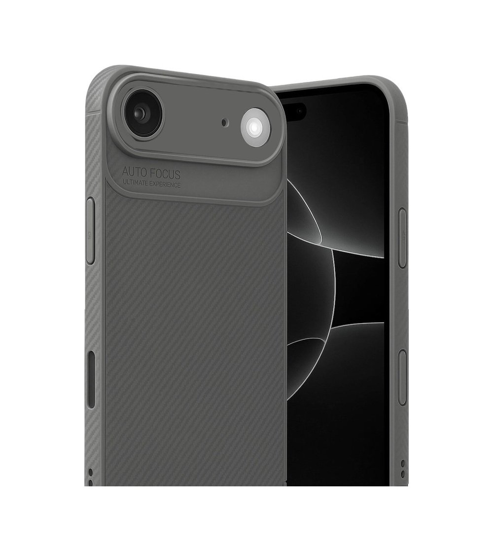 Apple iPhone Uyumlu  17 Air Auto Focus Karbon Kapak -  Gri Belirtilmemiş