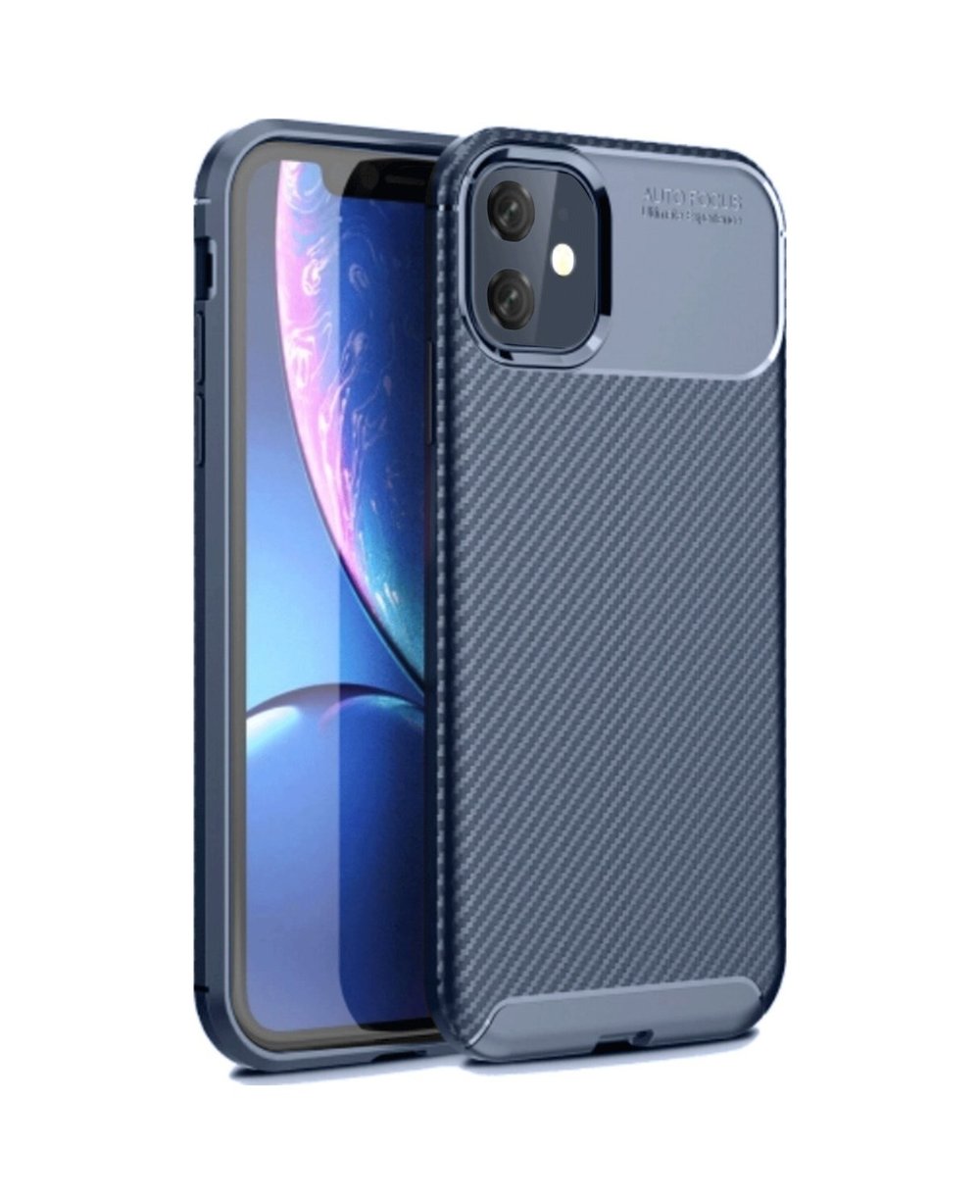 Apple   Uyumlu   iPhone 11 Kılıf Auto Focus Karbon Kapak - Lacivert Belirtilmemiş