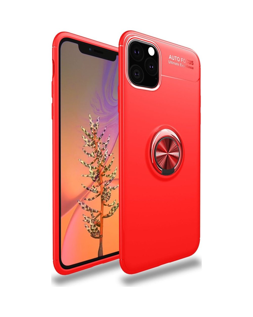 Apple Uyumlu   iPhone 11 Pro Max Kılıf Range Yüzüklü Silikon - Kırmızı Belirtilmemiş