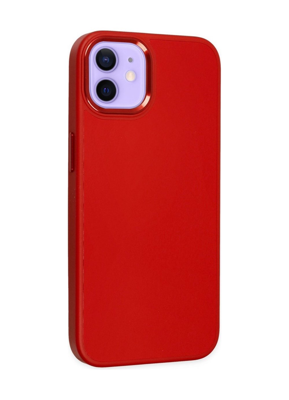 Apple Uyumlu   iPhone 12 Kılıf Asya Deri Silikon - Kırmızı Belirtilmemiş