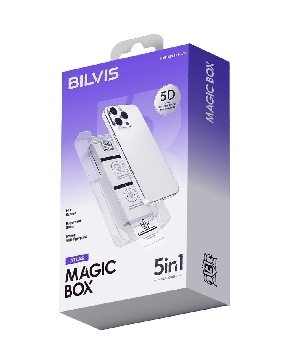 Apple Uyumlu iPhone 15 Pro Max Bilvis 5in1 3d Magic Cam Ekran Koruyucu - Siyah