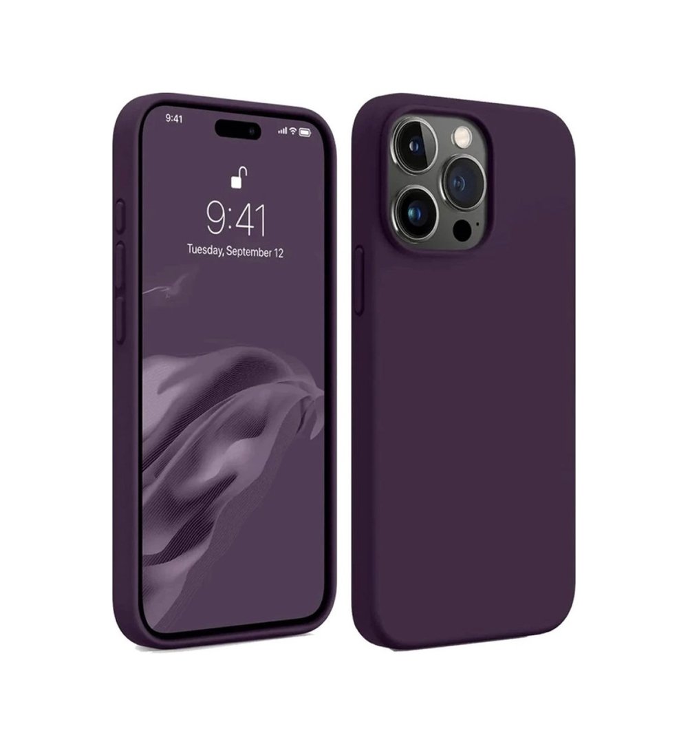 Apple Uyumlu   iPhone 15 Pro Max Kılıf First Silikon - Mürdüm Belirtilmemiş