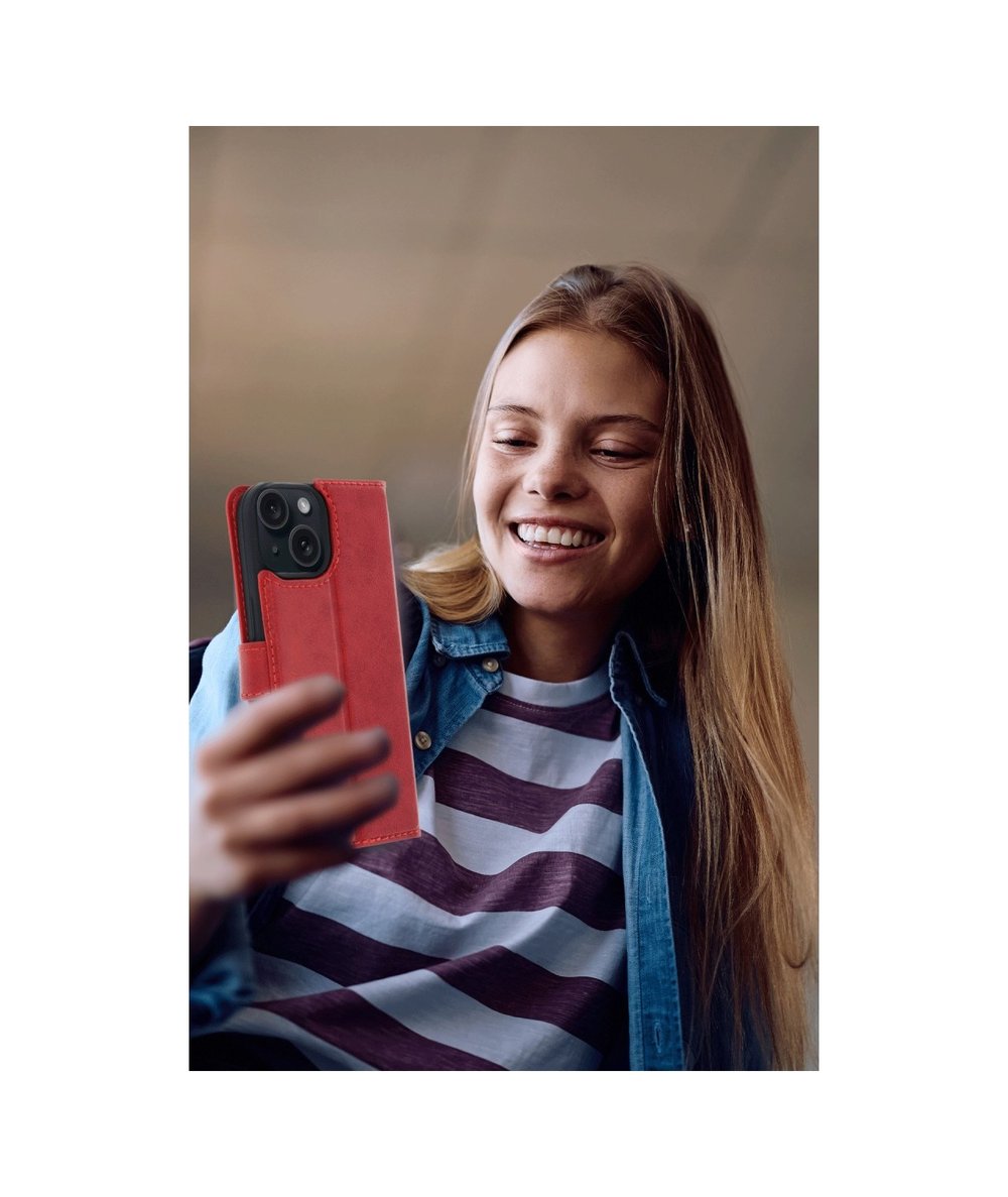 Apple Uyumlu   iPhone 15 Trend S Plus Kapaklı Kılıf - Kırmızı Belirtilmemiş