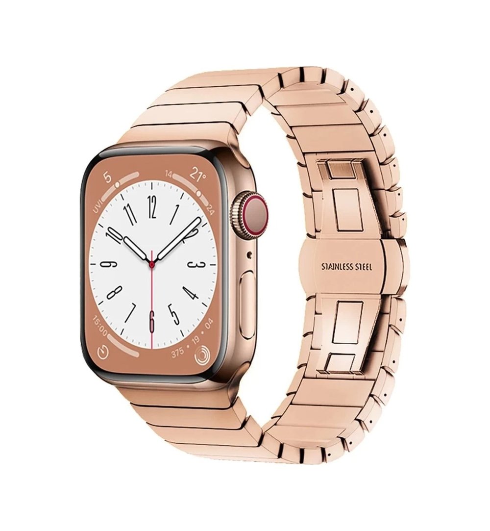 Apple Watch 38mm Uyumlu Kr413 Fine Steel Kordon - Rose -