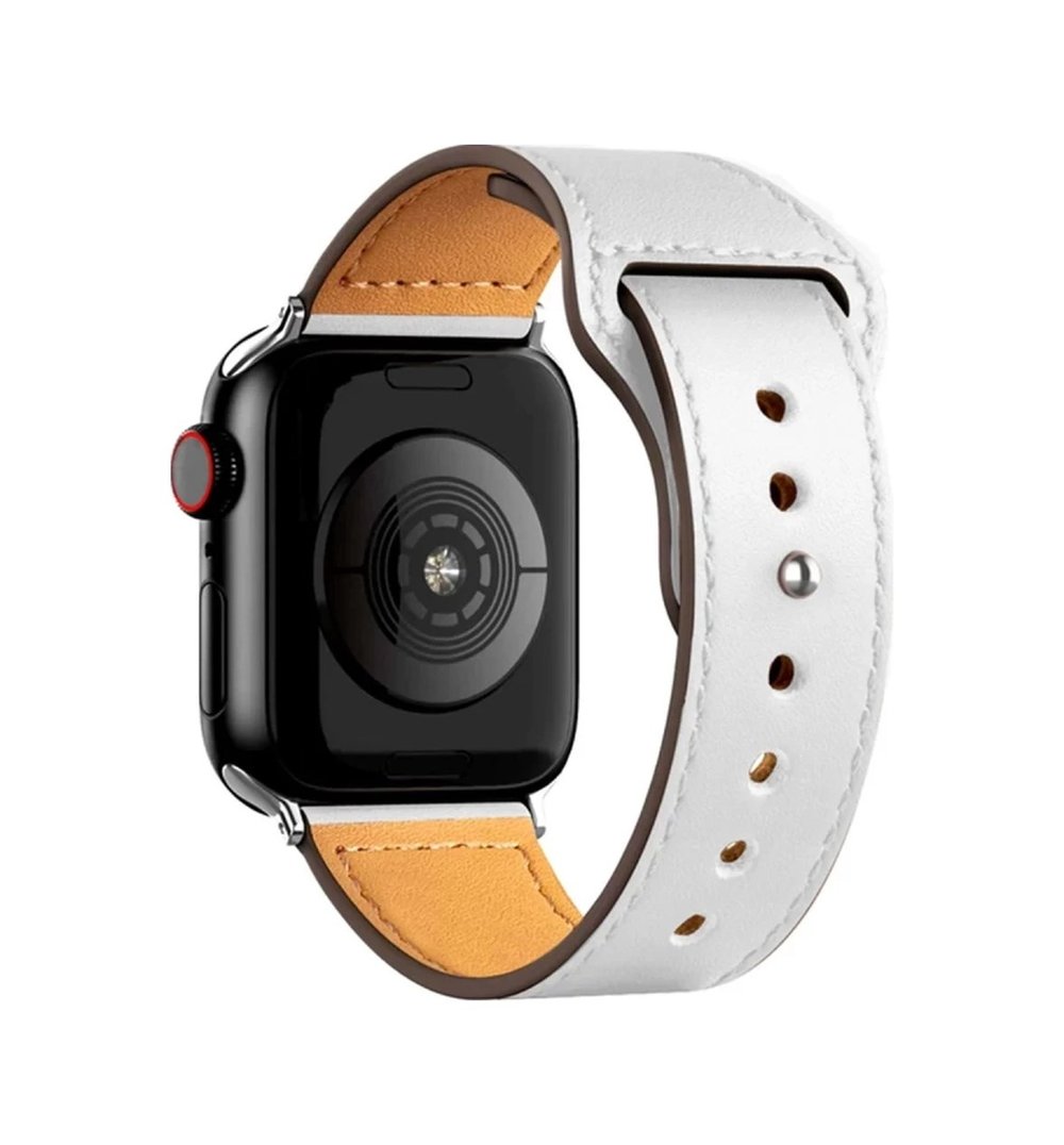 Apple Watch 42mm Uyumlu Kr415 Luaz Deri Kordon - Beyaz -