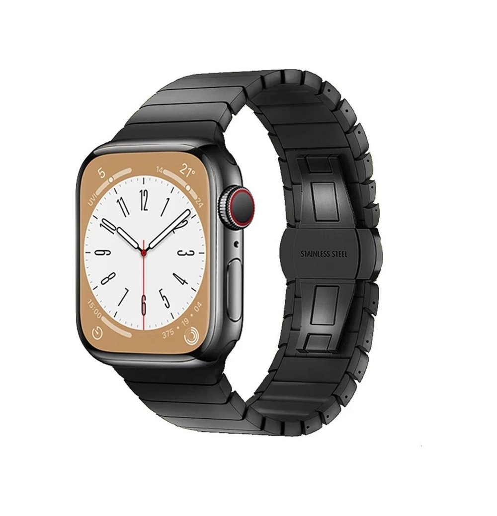 Apple Watch 42mm Uyumlu Kr416 Huks Kordon - Siyah Diğer