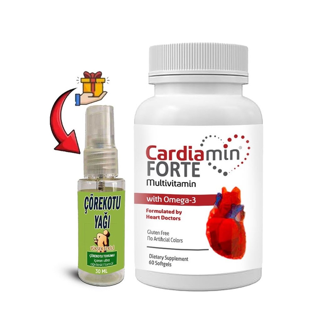 Cardiamin Forte 1 Kutu Multivitaminli Omega3lü 60 Soft Jel Kapsüllü Formül + Çörek Otu Yağı 30 Ml